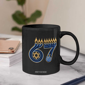 Funny 67 Hanukkah Coffee Mug Chanukah Menorah Dreidel Star Of David Six Seven Meme TS11 Print Your Wear