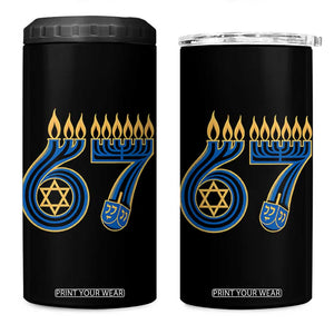Funny 67 Hanukkah 4 in 1 Can Cooler Tumbler Chanukah Menorah Dreidel Star Of David Six Seven Meme TS11 One Size: 16 oz Black Print Your Wear
