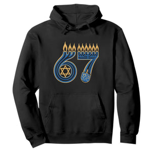 Funny 67 Hanukkah Hoodie Chanukah Menorah Dreidel Star Of David Six Seven Meme TS11 Black Print Your Wear