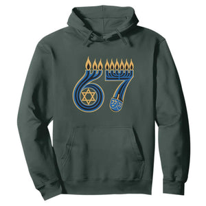 Funny 67 Hanukkah Hoodie Chanukah Menorah Dreidel Star Of David Six Seven Meme TS11 Dark Forest Green Print Your Wear