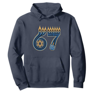 Funny 67 Hanukkah Hoodie Chanukah Menorah Dreidel Star Of David Six Seven Meme TS11 Navy Print Your Wear