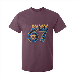Funny 67 Hanukkah T Shirt For Kid Chanukah Menorah Dreidel Star Of David Six Seven Meme TS11 Maroon Print Your Wear