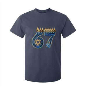 Funny 67 Hanukkah T Shirt For Kid Chanukah Menorah Dreidel Star Of David Six Seven Meme TS11 Navy Print Your Wear