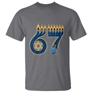 Funny 67 Hanukkah T Shirt Chanukah Menorah Dreidel Star Of David Six Seven Meme TS11 Charcoal Print Your Wear