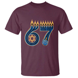 Funny 67 Hanukkah T Shirt Chanukah Menorah Dreidel Star Of David Six Seven Meme TS11 Maroon Print Your Wear