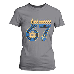 Funny 67 Hanukkah T Shirt For Women Chanukah Menorah Dreidel Star Of David Six Seven Meme TS11 Charcoal Print Your Wear