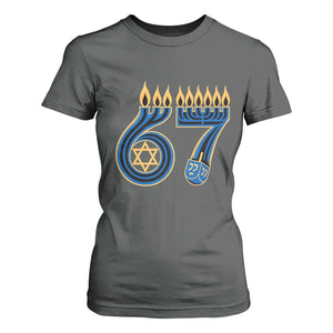 Funny 67 Hanukkah T Shirt For Women Chanukah Menorah Dreidel Star Of David Six Seven Meme TS11 Dark Heather Print Your Wear