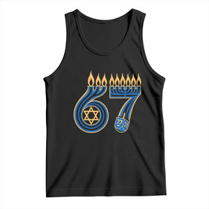 Funny 67 Hanukkah Tank Top Chanukah Menorah Dreidel Star Of David Six Seven Meme TS11 Black Print Your Wear