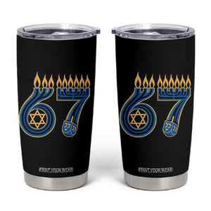 Funny 67 Hanukkah Tumbler Cup Chanukah Menorah Dreidel Star Of David Six Seven Meme TS11 Black Print Your Wear