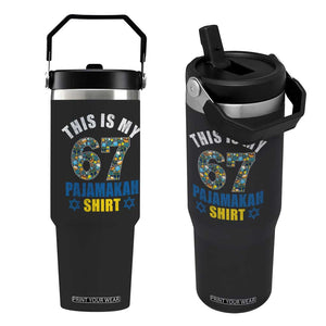 Funny 67 Hanukkah Flip Straw Tumbler This Is My 67 Pajamakah Gift TS11 One Size: 30 oz Black Print Your Wear