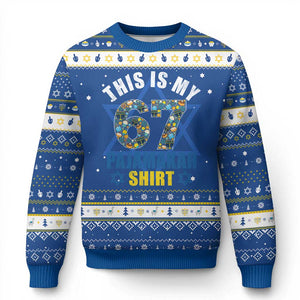 Funny 67 Chanukah Hanukkah Ugly Sweater This Is My 67 Pajamakah Gift TS11 Blue White Print Your Wear