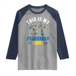 Funny 67 Hanukkah Raglan Shirt This Is My 67 Pajamakah Gift TS11 Sport Gray Navy Print Your Wear