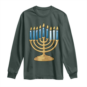 Funny 67 Hanukkah Long Sleeve Shirt Chanukah Menorah Sixth Seventh Night TS11 Dark Forest Green Print Your Wear