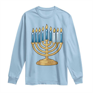 Funny 67 Hanukkah Long Sleeve Shirt Chanukah Menorah Sixth Seventh Night TS11 Light Blue Print Your Wear
