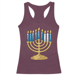 Funny 67 Hanukkah Racerback Tank Top Chanukah Menorah Sixth Seventh Night - Print Your Wear