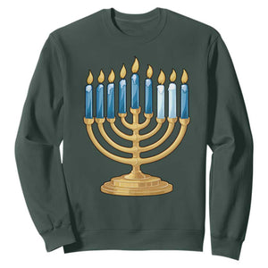 Funny 67 Hanukkah Sweatshirt Chanukah Menorah Sixth Seventh Night TS11 Dark Forest Green Print Your Wear
