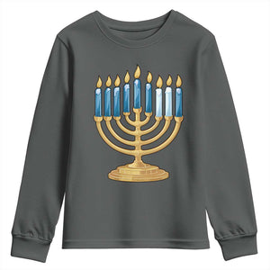 Funny 67 Hanukkah Youth Sweatshirt Chanukah Menorah Sixth Seventh Night TS11 Dark Heather Print Your Wear