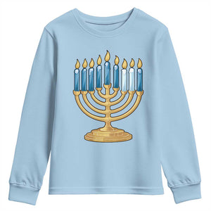 Funny 67 Hanukkah Youth Sweatshirt Chanukah Menorah Sixth Seventh Night TS11 Light Blue Print Your Wear