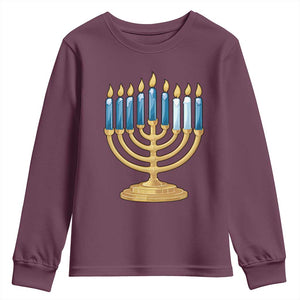 Funny 67 Hanukkah Youth Sweatshirt Chanukah Menorah Sixth Seventh Night TS11 Maroon Print Your Wear