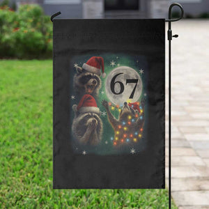 Funny Christmas Three Raccoons 67 Garden Flag Trash Panda Moon Howling Six Seven Meme TS11 Print Your Wear