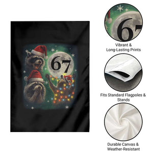 Funny Christmas Three Raccoons 67 Garden Flag Trash Panda Moon Howling Six Seven Meme TS11 Print Your Wear
