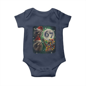Funny Christmas Three Raccoons 67 Baby Onesie Trash Panda Moon Howling Six Seven Meme TS11 Navy Print Your Wear