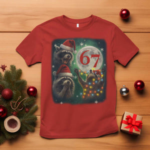 Funny Christmas Three Raccoons 67 T Shirt Trash Panda Moon Howling Six Seven Meme TS11 Red Print Your Wear