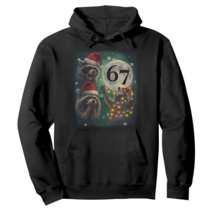 Funny Christmas Three Raccoons 67 Hoodie Trash Panda Moon Howling Six Seven Meme TS11 Black Print Your Wear