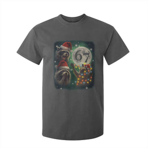 Funny Christmas Three Raccoons 67 T Shirt For Kid Trash Panda Moon Howling Six Seven Meme TS11 Dark Heather Print Your Wear