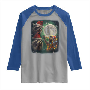 Funny Christmas Three Raccoons 67 Raglan Shirt Trash Panda Moon Howling Six Seven Meme TS11 Sport Gray Royal Print Your Wear