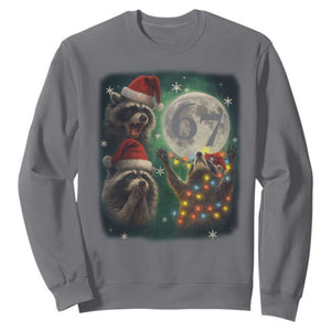 Funny Christmas Three Raccoons 67 Sweatshirt Trash Panda Moon Howling Six Seven Meme TS11 Charcoal Print Your Wear
