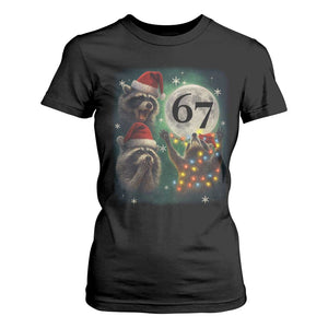 Funny Christmas Three Raccoons 67 T Shirt For Women Trash Panda Moon Howling Six Seven Meme TS11 Black Print Your Wear