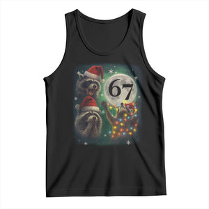 Funny Christmas Three Raccoons 67 Tank Top Trash Panda Moon Howling Six Seven Meme TS11 Black Print Your Wear
