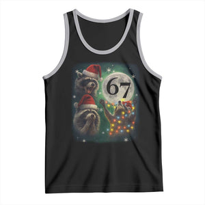 Funny Christmas Three Raccoons 67 Tank Top Trash Panda Moon Howling Six Seven Meme TS11 Black Athletic Heather Print Your Wear