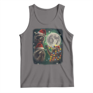 Funny Christmas Three Raccoons 67 Tank Top Trash Panda Moon Howling Six Seven Meme TS11 Deep Heather Print Your Wear