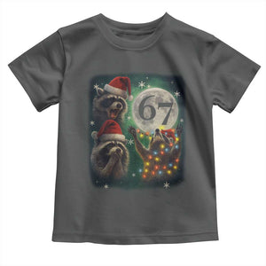 Funny Christmas Three Raccoons 67 Toddler T Shirt Trash Panda Moon Howling Six Seven Meme TS11 Dark Heather Print Your Wear