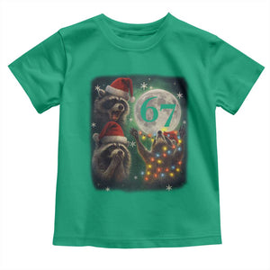 Funny Christmas Three Raccoons 67 Toddler T Shirt Trash Panda Moon Howling Six Seven Meme TS11 Irish Green Print Your Wear