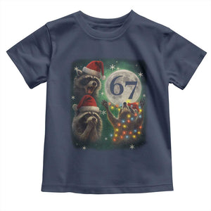 Funny Christmas Three Raccoons 67 Toddler T Shirt Trash Panda Moon Howling Six Seven Meme TS11 Navy Print Your Wear