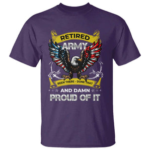 Retired Army Been There Done That And Damn Proud Of It T Shirt Veteran Bald Eagle American Flag TS11 Purple Print Your Wear