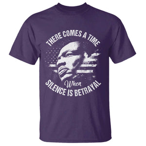 MLK Day There Comes A Time When Silence Is Betrayal T Shirt Martin Luther King Vintage American Flag Black History Month TS11 Purple Print Your Wear