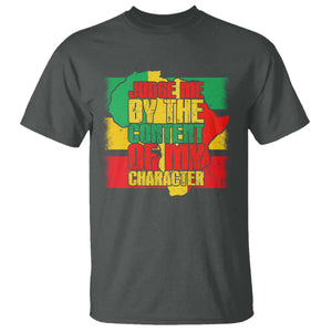 MLK Day Judge Me By The Content Of My Character T Shirt Martin Luther King Africa Map Black History Month TS11 Dark Heather Print Your Wear