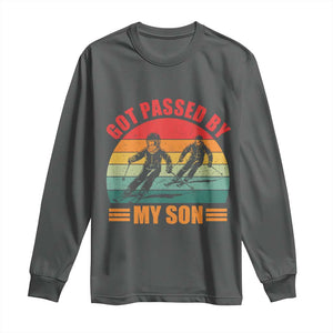 Funny Skiing Ski Dad Long Sleeve Shirt Got Passed By My Son Retro Vintage TS11 Dark Heather Print Your Wear
