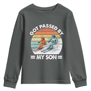 Funny Ski Dad Youth Sweatshirt Got Passed By My Son Retro Vintage TS11 Dark Heather Print Your Wear