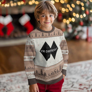 Funny I Am Difficult Double Black Diamond Ski Snowboard Ugly Christmas Sweater TS11 Mocha Mousse Print Your Wear