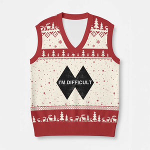 Funny I Am Difficult Double Black Diamond Ski Snowboard V-Neck Knit Sweater Vest TS11 Beige Red Print Your Wear