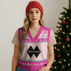 Funny I Am Difficult Double Black Diamond Ski Snowboard V-Neck Knit Sweater Vest TS11 Hot Pink Print Your Wear