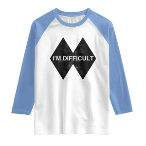 Funny I Am Difficult Double Black Diamond Ski Snowboard Raglan Shirt TS11 White Carolina Blue Print Your Wear