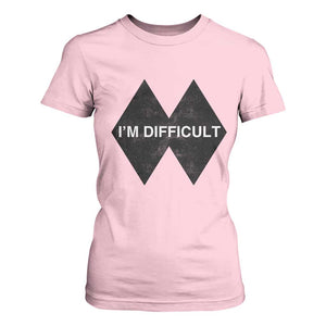 Funny I Am Difficult Double Black Diamond Ski Snowboard T Shirt For Women TS11 Light Pink Print Your Wear