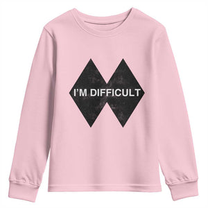 Funny I Am Difficult Double Black Diamond Ski Snowboard Youth Sweatshirt TS11 Light Pink Print Your Wear