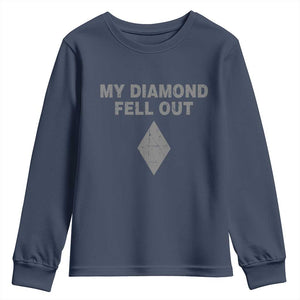 Funny Skiing Snowboarding Youth Sweatshirt My Diamond Fell Out Ski Puns Double Black Diamond TS11 Navy Print Your Wear